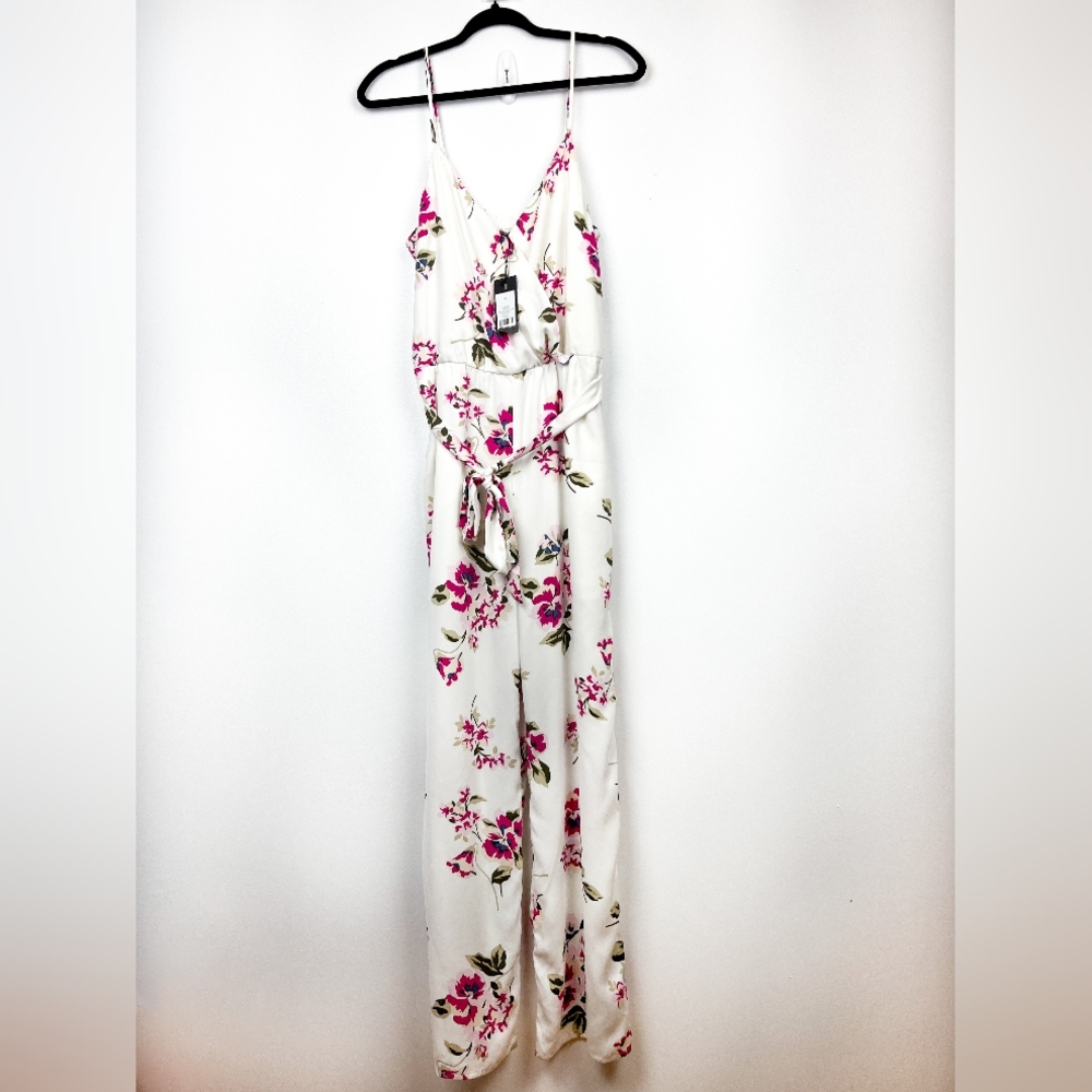 NWT Dynamite Sleeveless Floral White & Pink Jumpsuit
